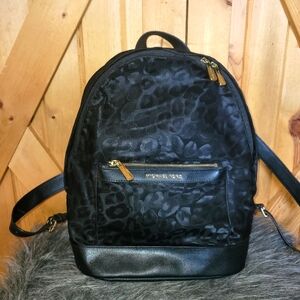 MICHAEL KORS Leopard Nylon Backpack Limited Edition Leather Trim